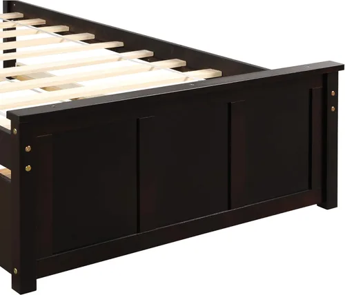 Miniatura 7 de P PURLOVE Cama de plataforma de tamaño individual con nido, marco de cama nido de madera con cabecera y soporte de listones, no necesita somier