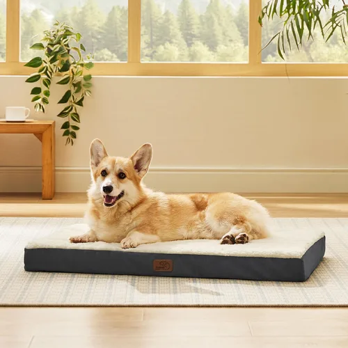 Miniatura 26 de Bedsure Camas para Perros Tamaño Grande - Cómodas Camas Planas para Mascotas con Funda Lavable Extraíble, Alfombrilla de Espuma Ortopédica