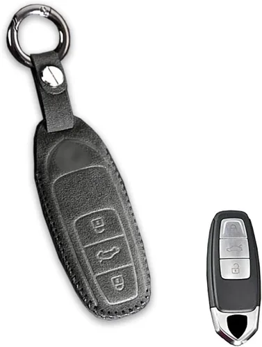Luxury Suede Handmade Leather Key Fob Case Holder Shell Fit for Lamborghini URUS 2018-2020 With Key Chain