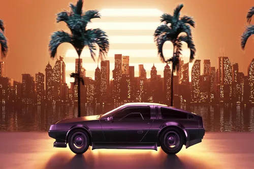 Miniatura 5 de 9x6ft Cyberpunk Car Backdrop Retro Futuristic Cyber City Skyscraper Tropical Tree Punk Racing Car Background Comic Game Racer Punk Birthday Party