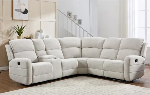 Miniatura 25 de EBELLO Juego de sofá reclinable manual para sala de estar, sofá reclinable de tela suave para sala de reuniones, respaldo y apoyabrazos acolchados