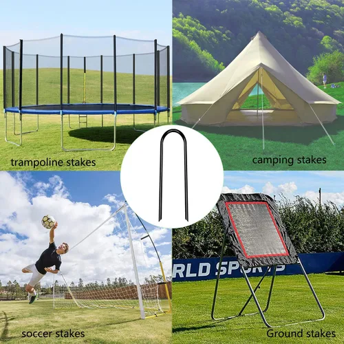 Miniatura 4 de Anclajes de Trampolín de Servicio Pesado para Vientos Fuertes en Forma de U con Extremos Afilados, Anclaje de Suelo de Acero Galvanizado de 11.8