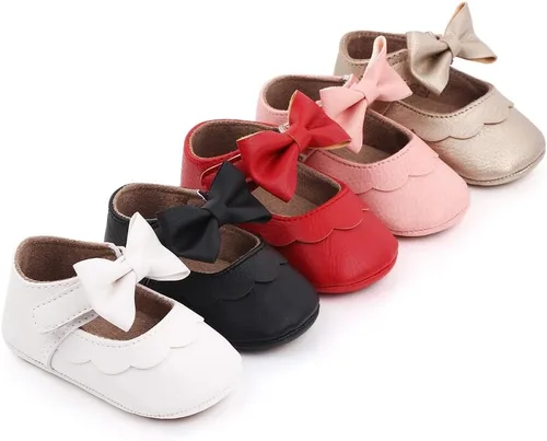 Miniatura 6 de Zapatos planos Mary Jane para bebés y niñas, suela suave antideslizante, suela suave, princesa, primeros pasos, de piel sintética, zapatos de vestir