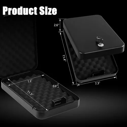 Miniatura 2 de Dalmbox - Caja fuerte para pistolas, caja de seguridad pequeña para pistolas de mano con cerradura de combinación, caja fuerte portátil para viajes