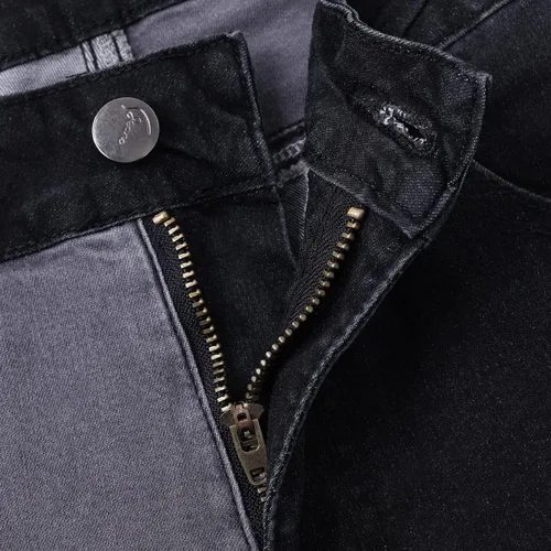 Miniatura 3 de vanberfia - Pantalones elásticos de cintura media para mujer, diseño retazos de mezclilla