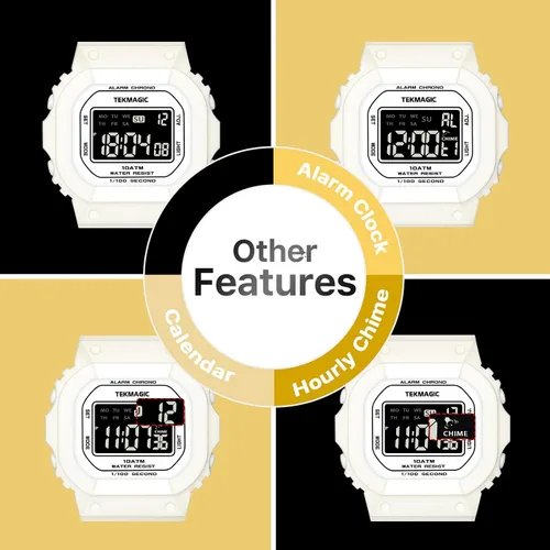Miniatura 6 de Reloj deportivo resistente al agua de 10 ATM para mujeres y niñas, natación y buceo, reloj despertador, cronómetro, temporizador, hora doble