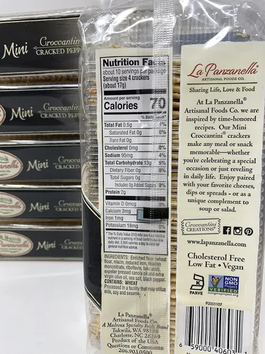 Miniatura 3 de La Panzanella Artisan Crackers Mini Croccantini Pan plano gourmet de pimienta agrietada con kit Kokobunch de 6 onzas (paquete de 6)