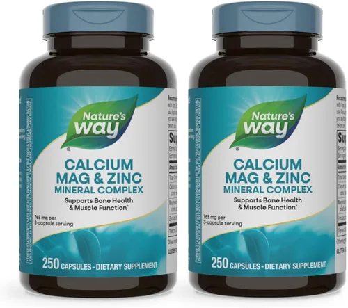 Nature's Way Complejo mineral de calcio, magnesio y zinc, apoya la salud ósea y la función muscular*, apoyo inmunológico*, 250 cápsulas (el embalaje