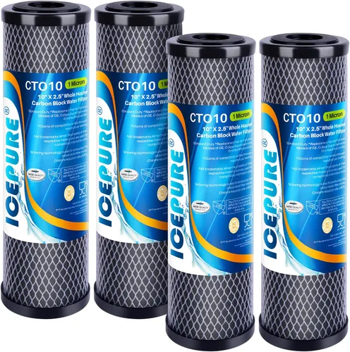 ICEPURE Cartucho de filtro de agua de sedimentos de carbono CTO para toda la casa de 1 micrón, 2.5 x 10 pulgadas, compatible con DuPont WFPFC8002,