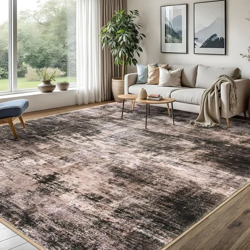Miniatura 299 de IOHOUZE Alfombra pequeña abstracta de 2 x 3 pies, alfombra de entrada lavable para entrada interior, alfombras con respaldo de goma, alfombra gris