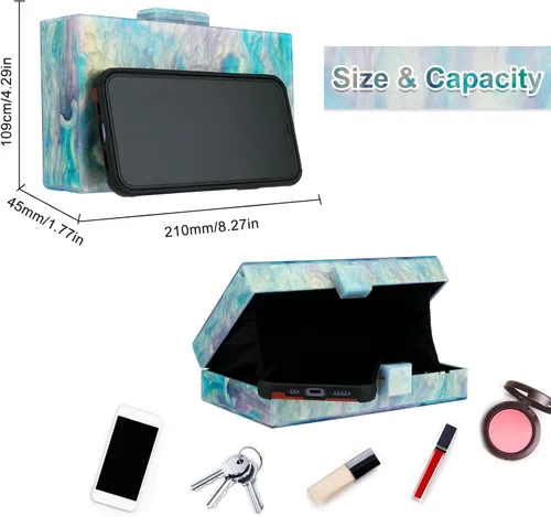 Miniatura 2 de YYW Monederos de mano de acrílico para mujer de boda bolso cruzado de noche multicolor con cadena desmontable