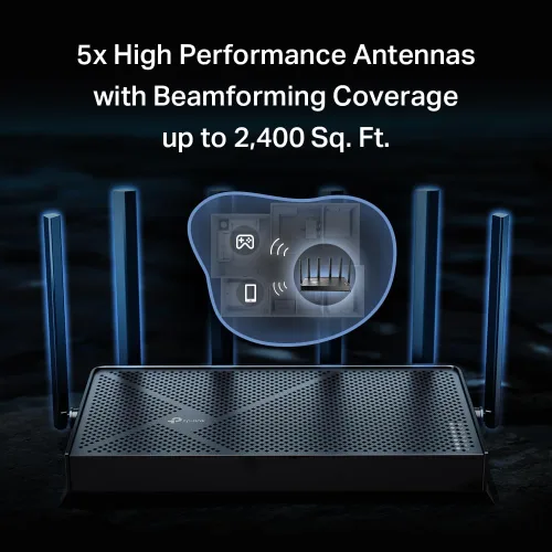 Miniatura 6 de TP-Link Dual-Band BE5000 WiFi 7 Router Archer BE260 5-Stream 5Gbps 1×2.5G WAN+1×2.5GLAN+3×1G Ports, USB 3.0 5 Antenas Externas Clientes