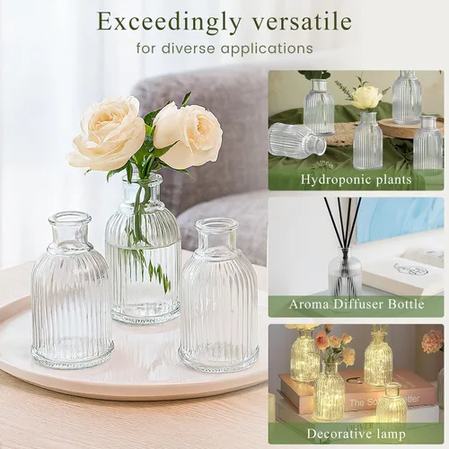 Miniatura 4 de DomeStar 16 jarrones pequeños de 3.8 pulgadas para flores, jarrón de flores de vidrio a granel para centros de mesa, adecuado para decoración