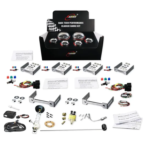 Miniatura 7 de RACETECH Clásico Juego de 6 Calibradores - 85mm 3-3/8" Velocímetro GPS Tachómetro Eléctrico - 52mm 2-1/16" Voltaje Nivel de Combustible Temperatura