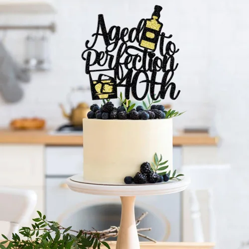 Miniatura 7 de Decoración para tartas de cumpleaños número 40 de edad a la perfección para aniversario/fiesta de boda, decoración de pastel de 40 años (40º)
