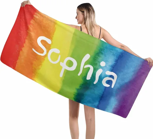 Miniatura 45 de MyPupSocks Toallas de playa para niñas, toallas personalizadas de teñido anudado con nombres para niños y adultos, toallas de playa personalizadas