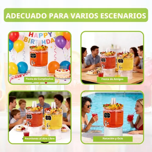Miniatura 8 de Dispensador de bebidas de 2 galones para fiestas, dispensador de bebidas sin BPA con grifo sin goteo, dispensadores de jugo con soporte, dispensador