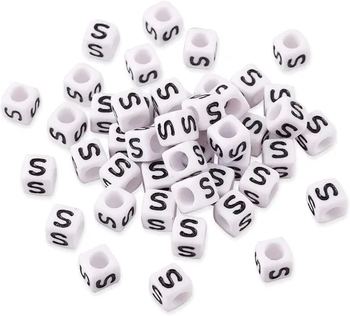 Miniatura 27 de FASHEWELRY 300 cuentas cúbicas de acrílico con números cuadrados mezclados del 0 al 9, cuentas de acrílico blanco de 0.236 x 0.236 pulgadas