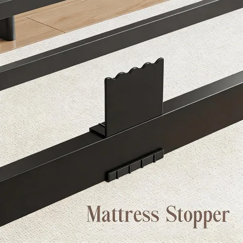 Miniatura 6 de Base de cama metálica de 14 pulgadas tamaño individual, bases de cama de plataforma de color negro resistentes tamaño individual con patas