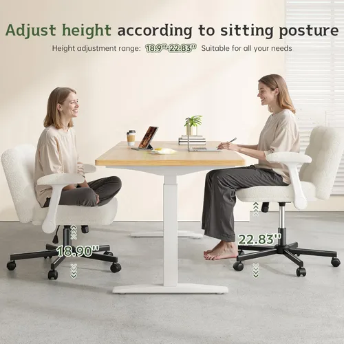 Miniatura 5 de DurayLoly Silla Criss Cross con Ruedas, Silla de Oficina con Reposabrazos Levadizos, Silla de Tocador para Dormitorio, Oficina en Casa, Apartamento