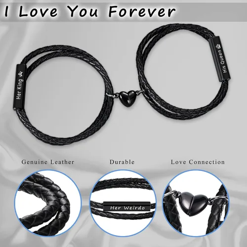 Miniatura 3 de Pulseras para parejas para mujeres, regalos para hombres, aniversario de boda, regalos de nacimiento para novio, novia, pulsera a juego, 2 piezas
