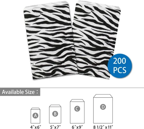 Miniatura 3 de Ikee Design 200 unidades de papel de 4 x 6 pulgadas con estampado liso o bolsas de estraza estampadas para dulces, galletas, mercancía, recuerdos