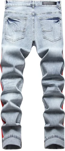 Miniatura 2 de ABSECAI Pantalones de mezclilla rasgados ajustados para hombre