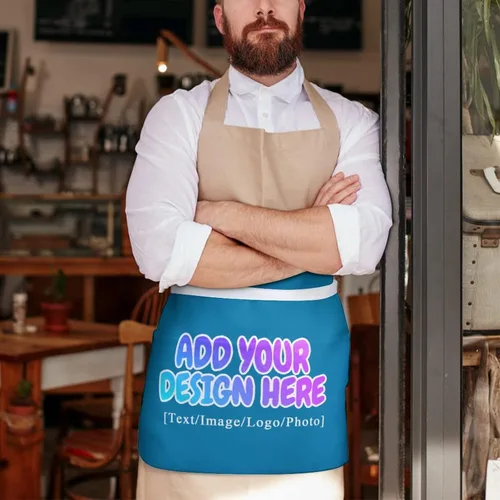 Miniatura 142 de AXKEUDO Delantal personalizado con bolsillos, delantales de cintura para camarera para cocinar en casa, restaurante, servir trabajo