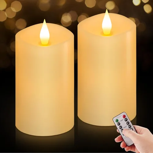 Miniatura 30 de Juego de 1 velas sin llama de 3 x 4, batería de 2 AA, 600 horas, velas parpadeantes con temporizador, velas sin llama de 4 pulgadas con control