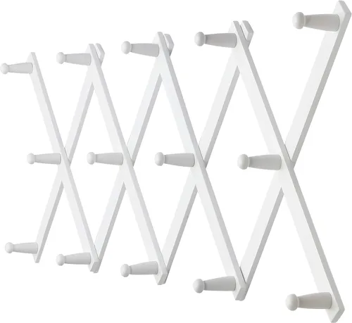 Miniatura 22 de Dseap Acordeón de pared: Perchero de pared expandible de madera de 16" de alto, soporte para sombreros, gancho de acordeón para gorras de béisbol