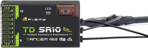 FrSky TD SR10 Receptor de doble banda simultáneo 2.4GHz y 900MHz Estabilizador avanzado y telemetría Diseño de antena triple 10 puertos