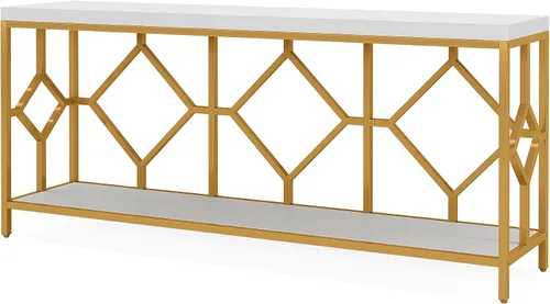 Miniatura 7 de Tribesigns Mesa de sofá extra larga de 71 pulgadas, mesas de consola de sofá largas estrechas detrás de la mesa del sofá con estante