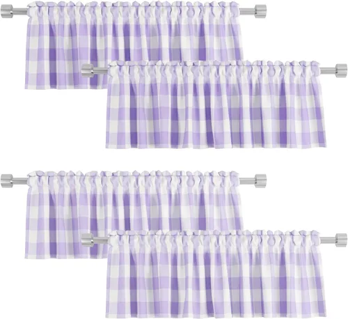 Miniatura 11 de 4 cenefas de cuadros de búfalo para ventanas de sala de estar, 16 pulgadas de largo, diseño clásico a cuadros a cuadros para dormitorio, baño