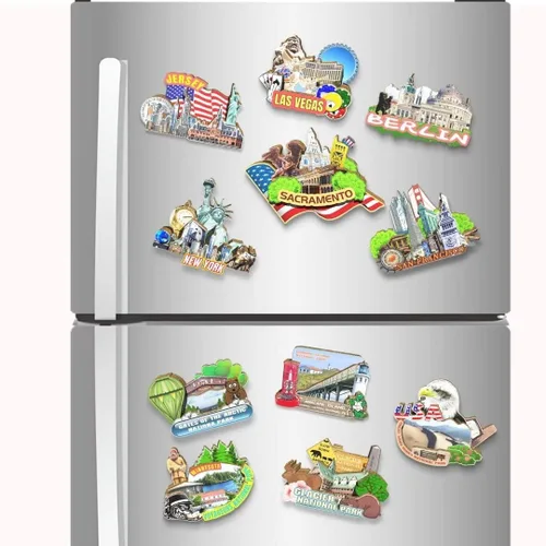 Miniatura 4 de Imán de Sacramento de los E.E.U.U. Imán del refrigerador de madera 3D hitos de viaje coleccionable recuerdos decoración hecho a mano 2