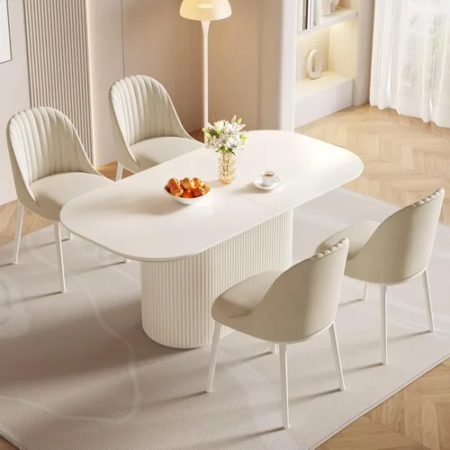 Miniatura 25 de Mesa de comedor ovalada de 63 pulgadas para 2-6 personas, mesa de cocina negra moderna, mesa de comedor rectangular de lujo, mesa de comedor