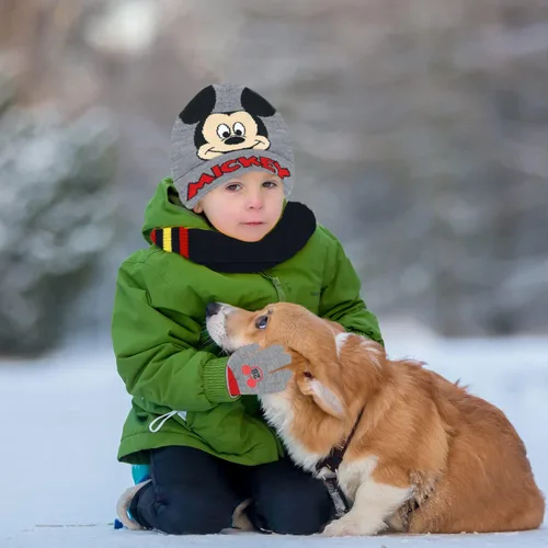 Miniatura 5 de Mickey Mouse - Gorro de invierno para niños bufanda y guantes de nieve juego de 3 piezas suave y cálido para exteriores para niños y niños pequeños