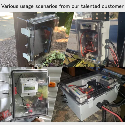 Miniatura 7 de Caja de conexiones IP65 impermeable carcasa de plástico ABS con cubierta transparente de PC con bisagras, caja de proyectos eléctricos con placa