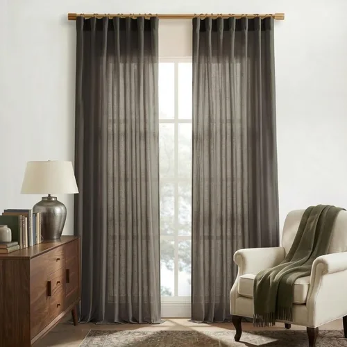 Miniatura 22 de XTMYI - Cortinas transparentes de 54 pulgadas de largo, juego de 2 paneles para baño, cortinas cortas de lino y algodón con semi privacidad