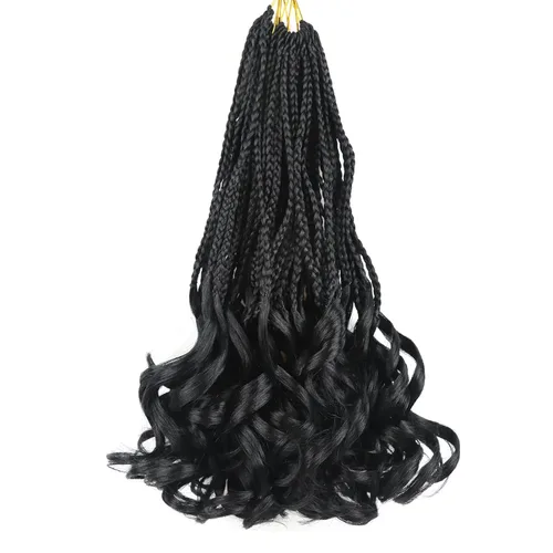 Miniatura 12 de Trenzas de ganchillo rizado francés T33, cabello pre-anillado 10 pulgadas, trenzas cortas rizadas francesas con extremos rizados, trenzas box