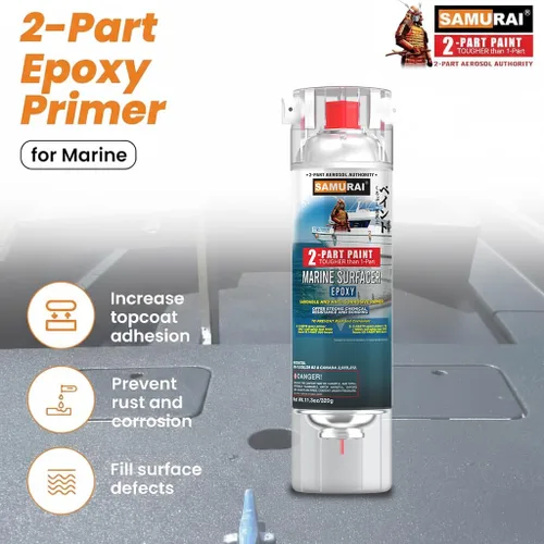 Miniatura 2 de SAMURAI Pintura en aerosol epoxi imprimación de 2 partes para surfacer marino (imprimación blanca, paquete de 1 lata)