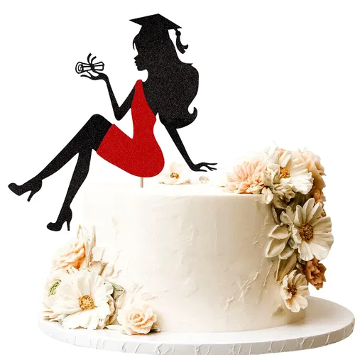Miniatura 9 de 1 pieza de decoración para tartas con tapa de graduación con purpurina para la clase de 2026, decoración de pastel de graduación para graduación