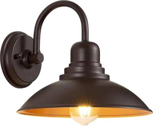 Miniatura 10 de GOLDHILL Luz de Granero Exterior Negra con Cuello de Ganso, Luces de Tocador de Estilo Granja con Base E26, Luces Exteriores Redondas para Casa