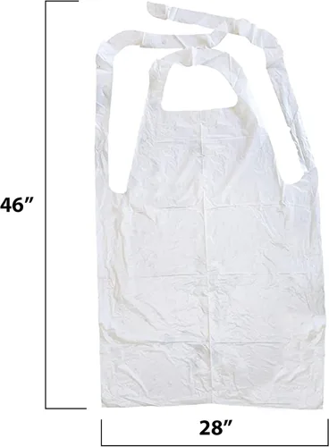 Miniatura 2 de MT Products 2 Mil White Disposable Poly Aprons 46"x28" - Waterproof Plastic Bibs for Cooking, Dishwashing & Art (Bulk)