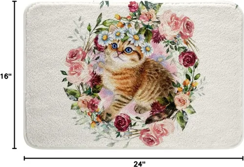 Miniatura 2 de Erosebridal Alfombras Kawaii para gatos y gatitos esponjosas, para dormitorio y niños, alfombra de entrada duradera para interiores, 16 x 24
