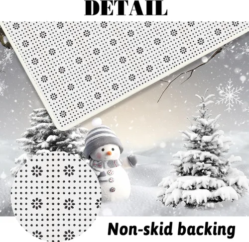 Miniatura 5 de MEHOFOND Juego de 4 cortinas de ducha de invierno de Navidad con alfombras antideslizantes, cubierta de tapa de inodoro y alfombrilla de baño