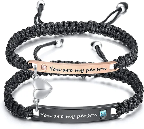 XUANPAI Pulseras para parejas, personalizadas, hechas a mano, con cuerda trenzada, placa de identificación para mujeres y hombres, Metal, no conocido