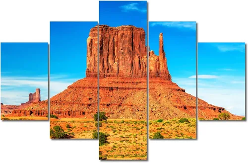 Miniatura 60 de TUMOVO Lienzo decorativo para pared de sala de estar, 5 paneles de naturaleza, Alaska, Estados Unidos, autopista alrededor de montañas, paisaje