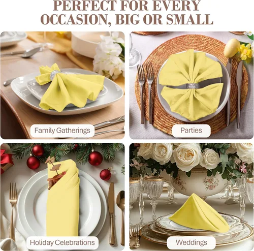 Miniatura 4 de Ultimate Textile -1 docena - Reversible Shantung Satin - Majestic - Servilletas de tela Majestic de 17 x 17 pulgadas de seda de maíz amarillo claro