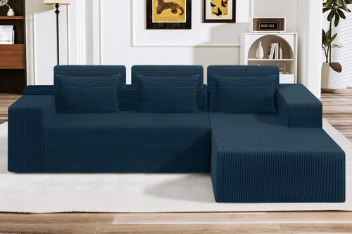 Miniatura 47 de HABUTWAY Sofá modular modular de 101 pulgadas con asiento profundo, moderno sofá convertible en forma de L, sofá tapizado con diván para sala