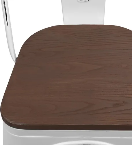 Miniatura 5 de Furmax Sillas de comedor de metal con asiento de madera, para uso en interiores y exteriores, apilables, elegantes, para comedor, bistró, cafetería